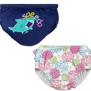 Speedo & i Play Reusable Swim Diaper Lot Shark 12M Floral 24M Baby